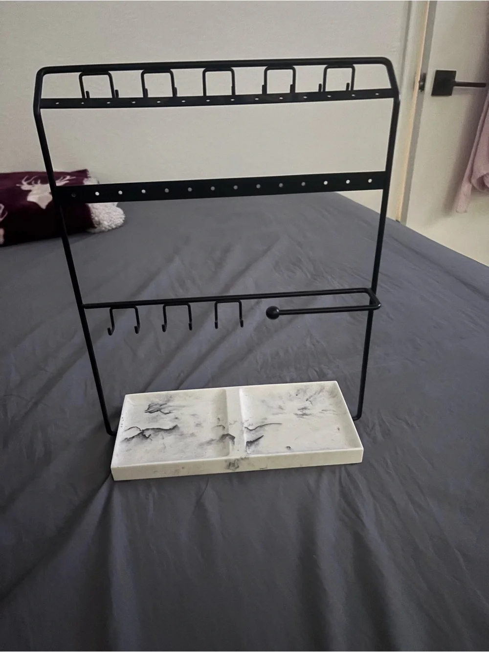 Amazon Black Jewelry Rack with White Marble Tray